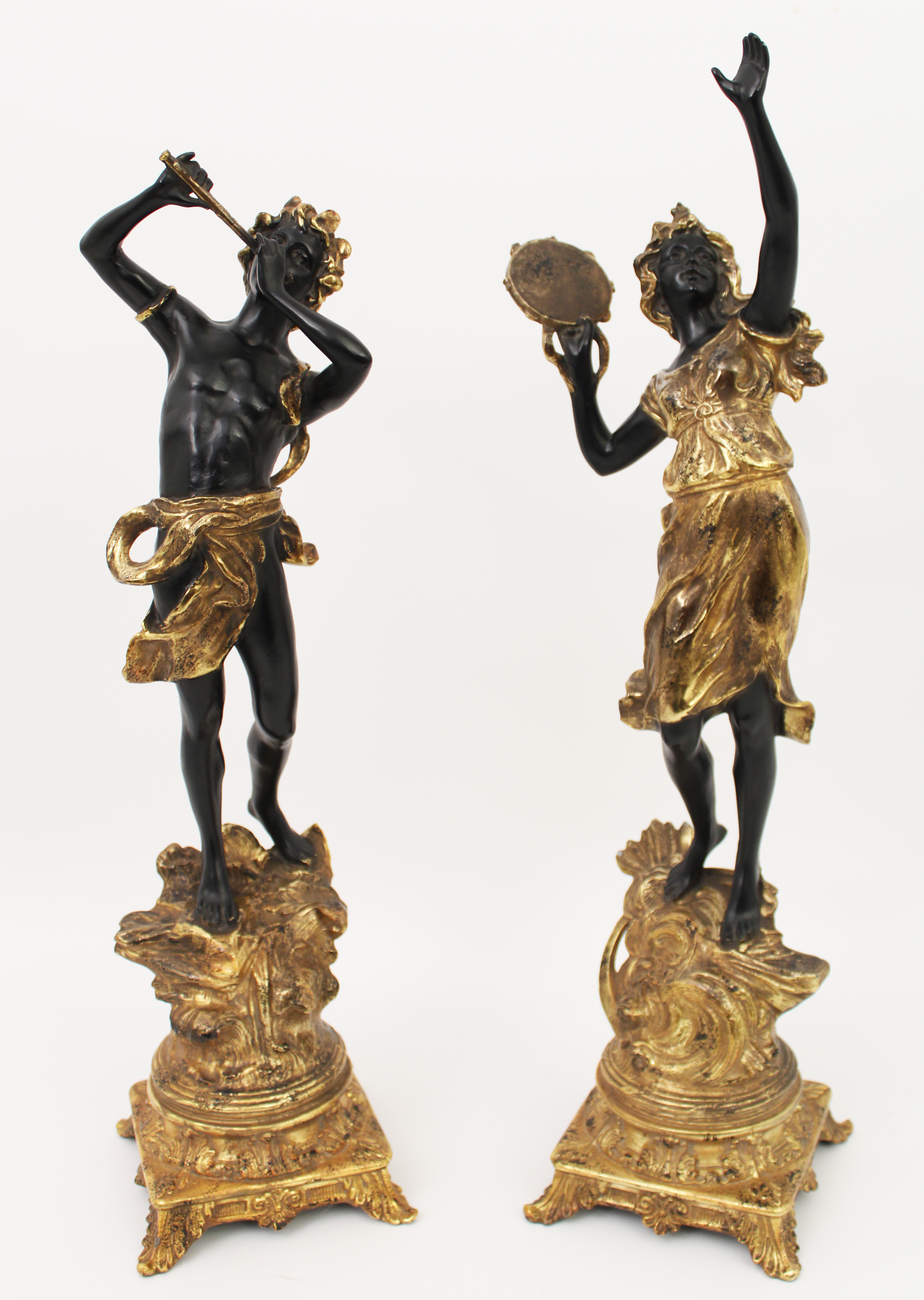 SPELTER FIGURES LA DANSE AFTER DESMEURE Pair of French polychrome