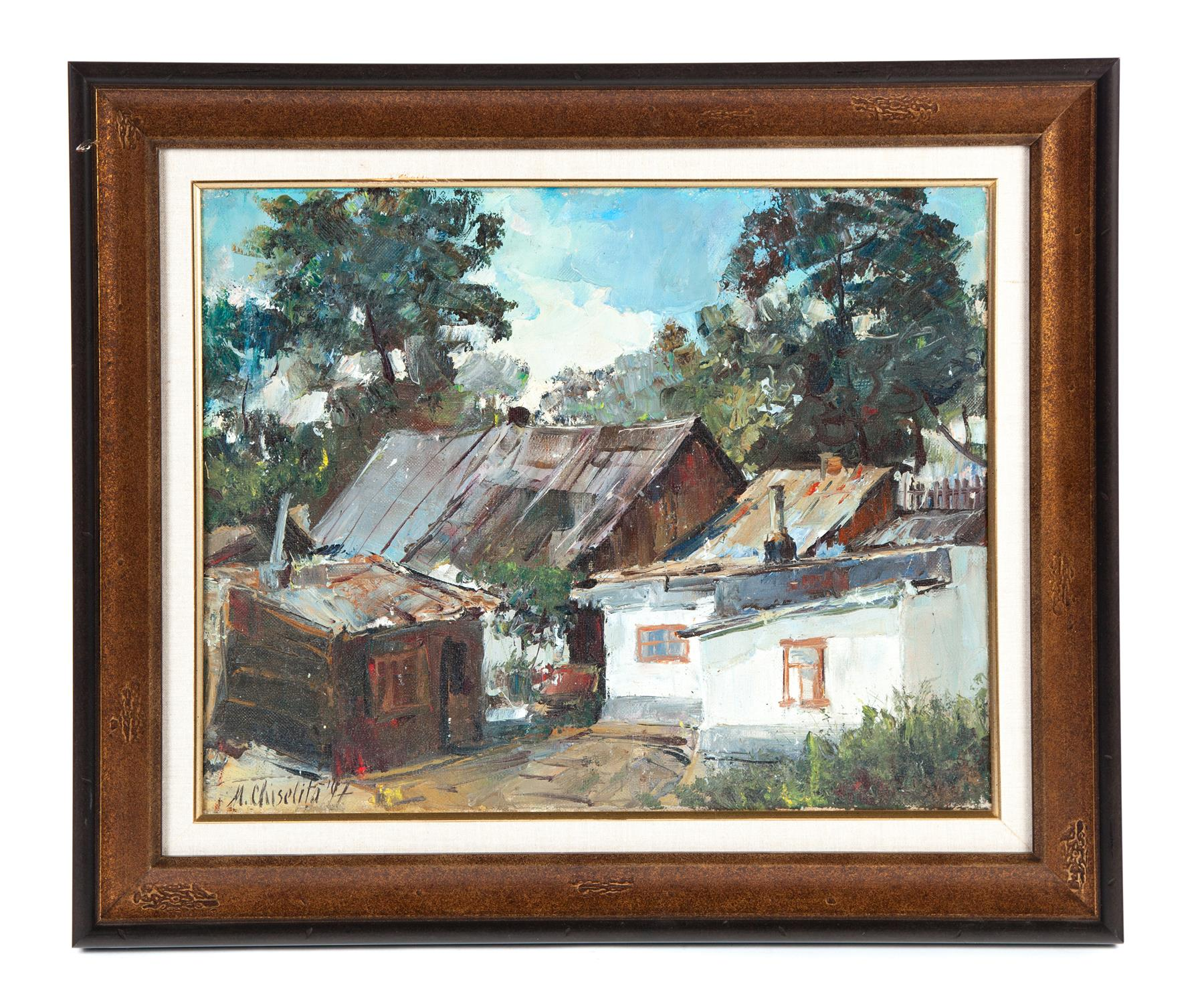 COTTAGES BY M CHISELITA EUROPEAN SCHOOL LATE 20TH CENTURY Oil