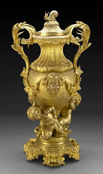 A good quality gilt bronze covered urn late 19th early