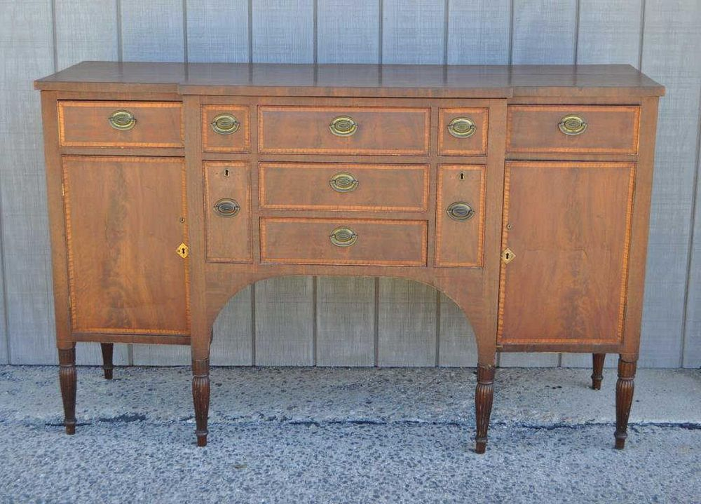 Federal Inlaid Mahogany Sideboard Server of breakfront form apparently original