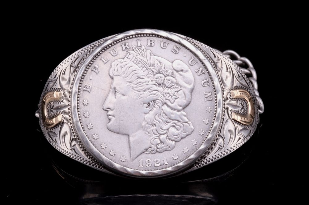 Navajo 1921 Morgan Dollar 10k Gold Bracelet Featured in this