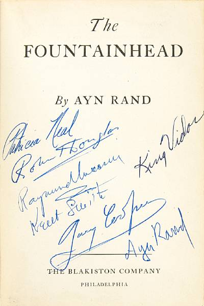 RAND AYN 1905 1982 The Fountainhead Philadelphia 1943 Original green