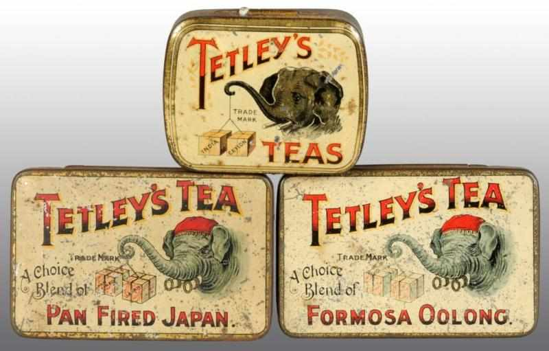 Lot of 3 Tetley s Tea Advertising Tins Description Different