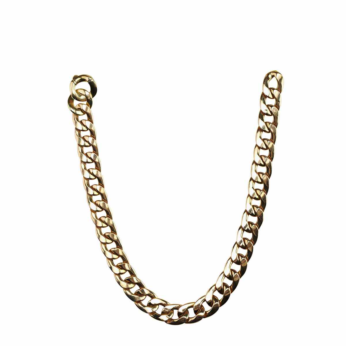Italian 14k Yellow Gold Curb Link Chain Necklace with an
