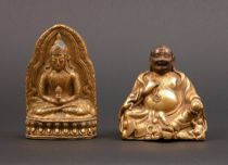 Tibetan Nepalese Figures ca 19th Century Seated gilt bronze figure