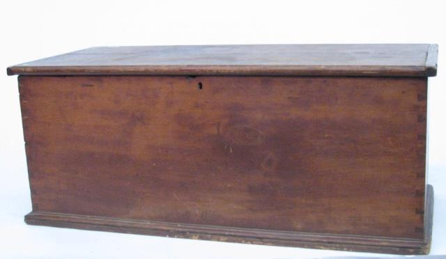 An antique painted blanket chest dove tail corners open interior