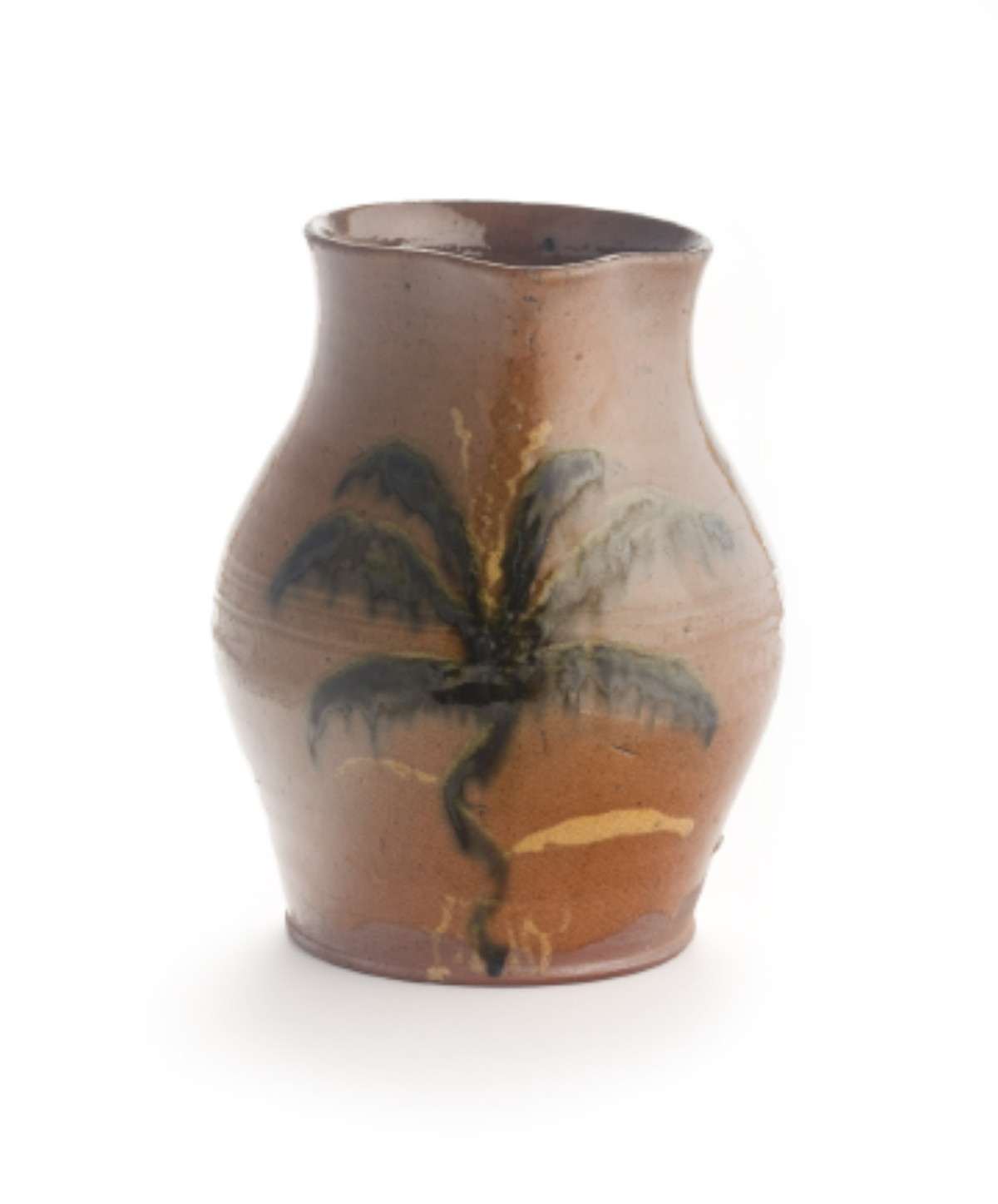 AMERICAN REDWARE PITCHER POSSIBLY SOUTHERN NINETEENTH CENTURY Of bulbous form