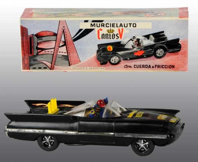 Plastic Batman Robin Batmobile Toy Description Argentinian Circa 1960s Some