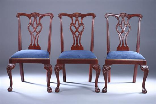 SET TWELVE CHIPPENDALE STYLE MAHOGANY CHAIRS 20th century made in