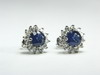 EARRINGS 18K WHITE GOLD STUD EARRINGS SET WITH ROUND BLUE
