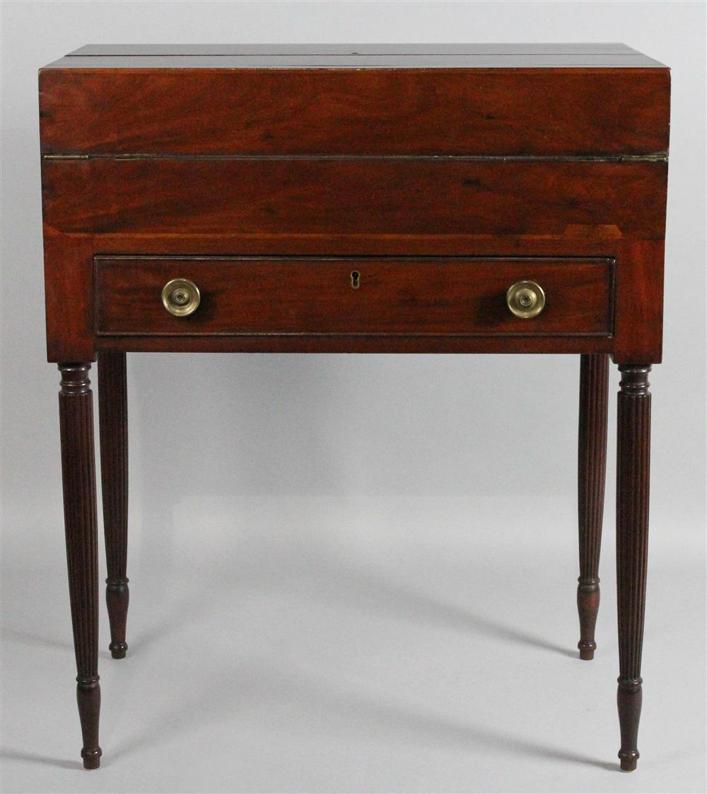 FEDERAL MAHOGANY CAMPAIGN DESK the rectangular flat case fitted with