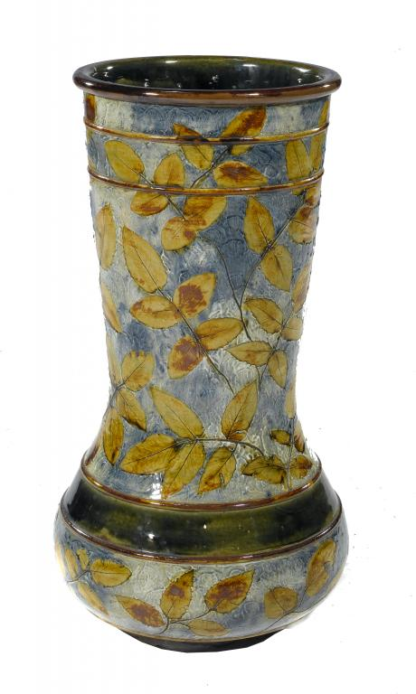 A DOULTON AUTUMN FOLIAGE WARE VASE of bulbous form with