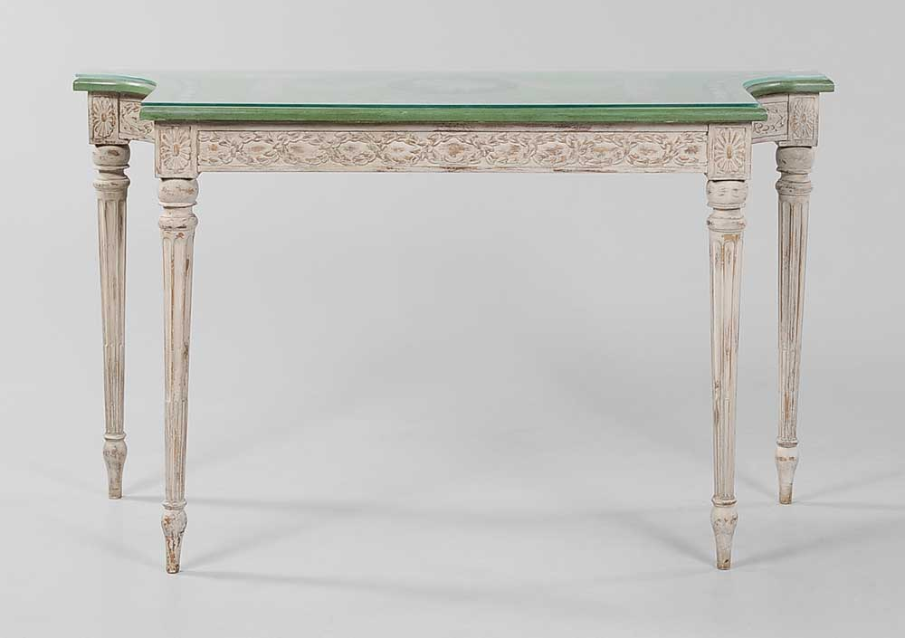 Italian Neoclassical Style Paint Decorated Pier Table 20th century bellflower