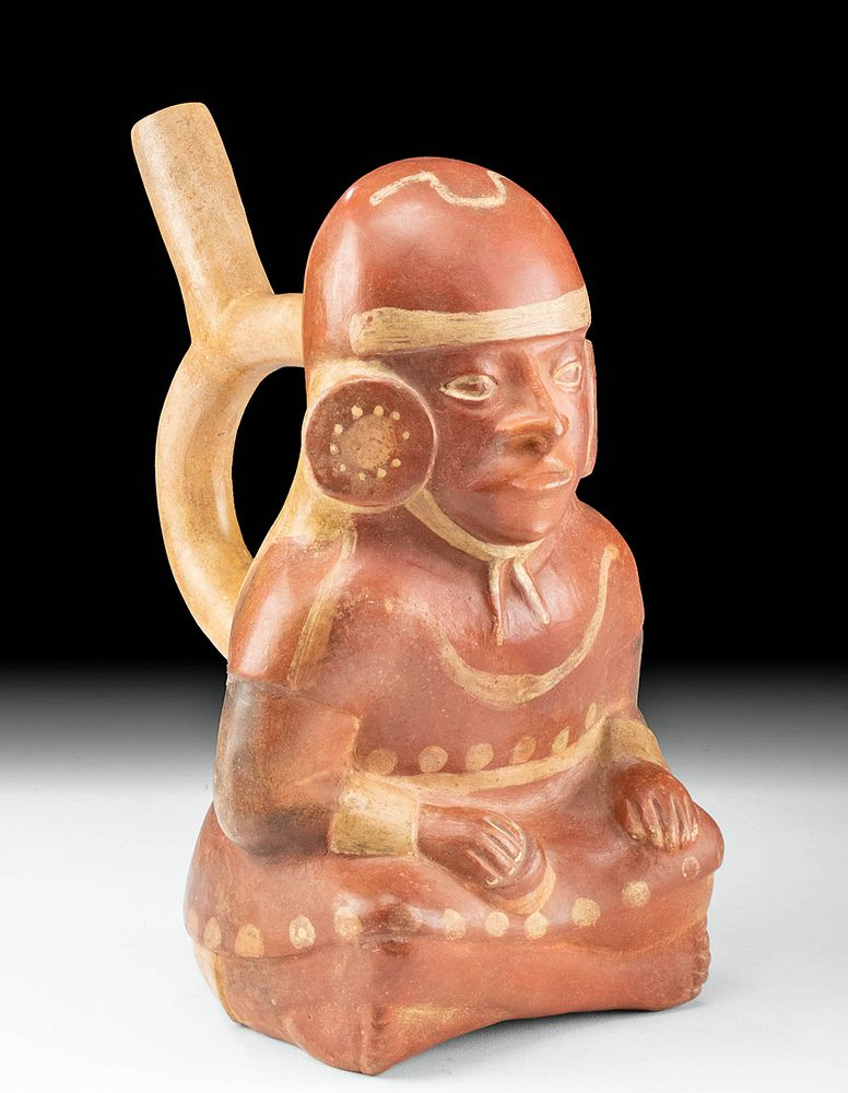 Moche Polychrome Figural Stirrup Vessel w TL Test First Time
