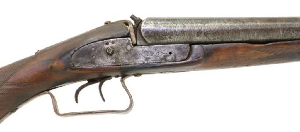 Belgium percussion blackpowder double barrel shotgun 19th c the receivers