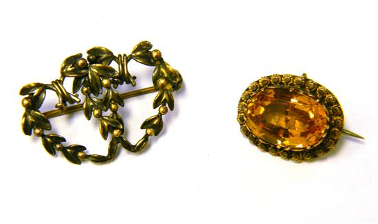 JEWELRY Topaz Pin 14K yellow gold 5 8 x 1