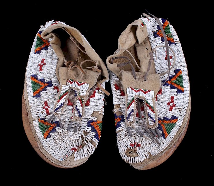 Gros Ventre Fully Beaded Moccasins circa 1900 Offered for public