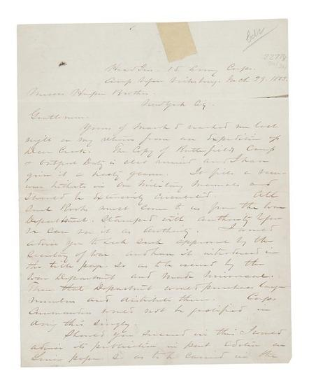 William T SHERMAN Autograph letter signed to Harper Brothers concerning