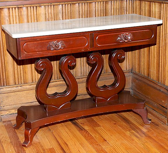 Victorian Style Lyre Table ca 1950 a Victorian style double