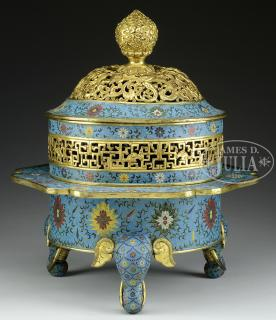 CLOISONNE ENAMEL CENSER AND COVER China The censer is composed