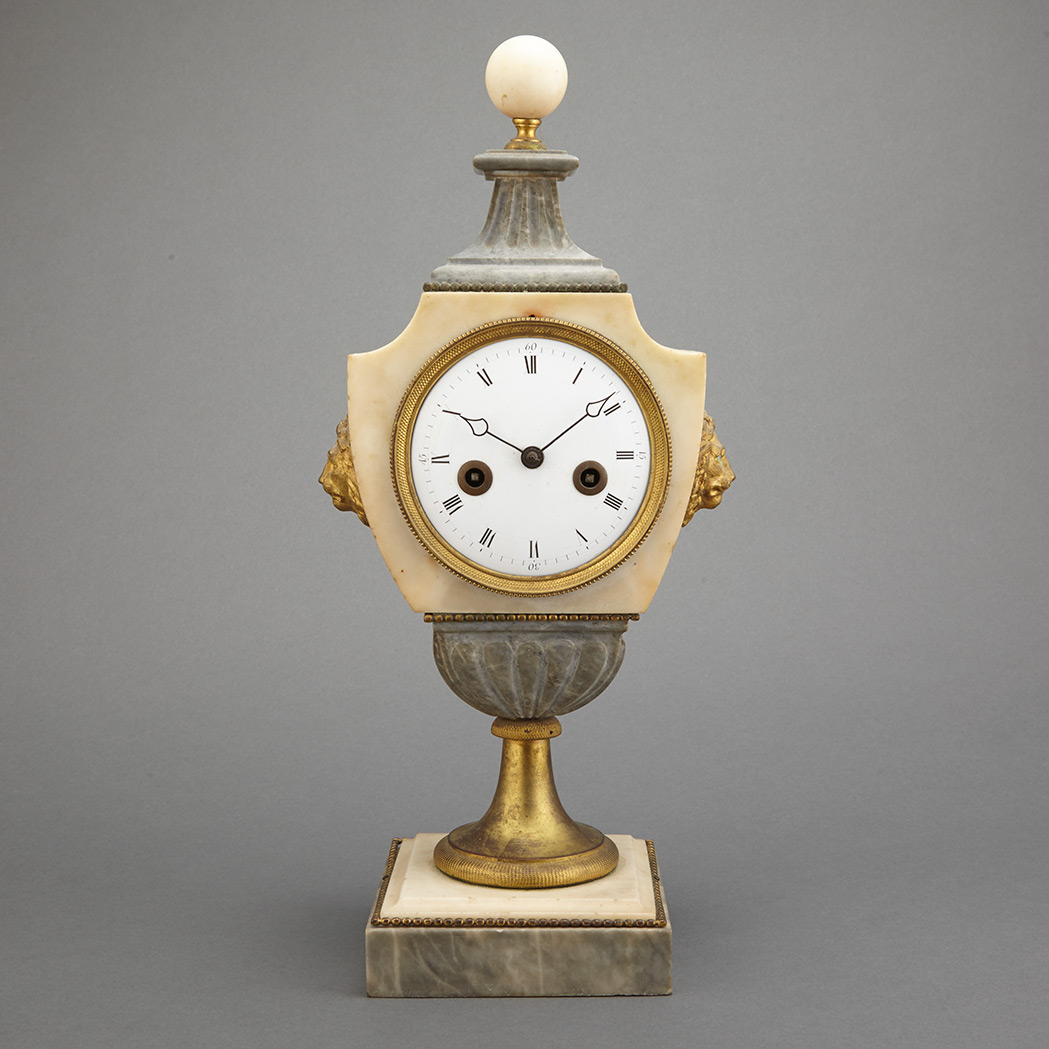 Empire Gilt Bronze and Marble Bracket Clock The white enamel