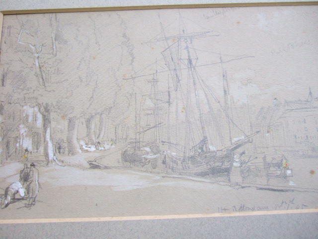 James Holland 1799 1870 Rotterdam pencil heightened with white inscribed