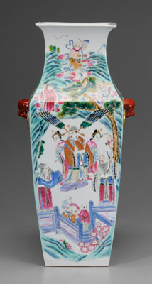 Famille Rose Porcelain Vase Chinese 19th century of square section