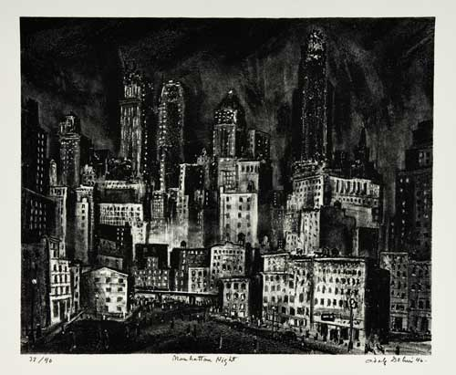 ADOLPH DEHN Manhattan Night Lithograph 1946 344x421 mm 13 1