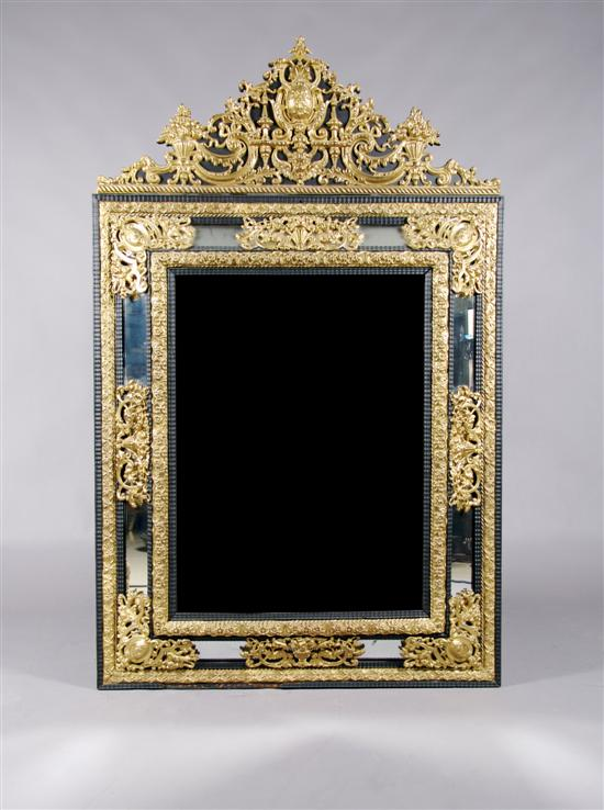 A Dutch Baroque Style Giltwood Mirror Height 64 x width