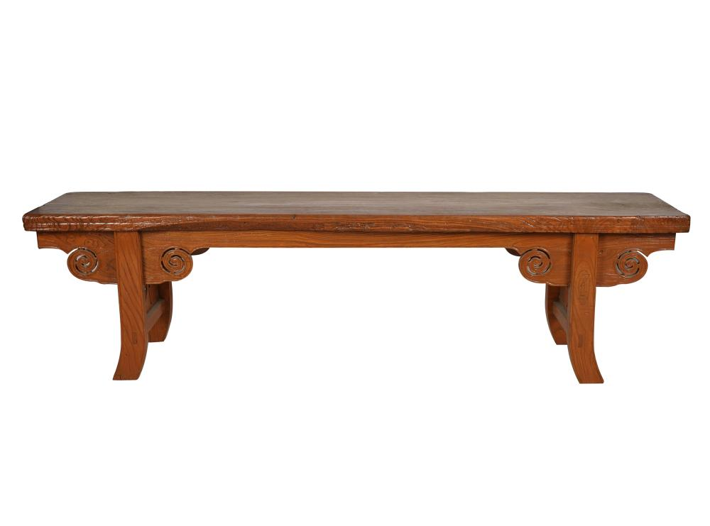 ASIAN STYLE FAUX WOOD BENCHwith a rectangular plank seat 80