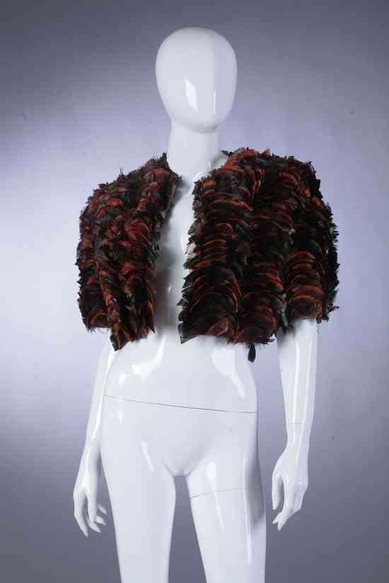 CHRISTIAN DIOR FEATHERED BOLERO JACKET Retailed by Saks Fifth Avenue