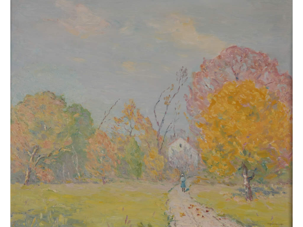 Clark Marshall MD 1860 1944 Spring Landscape oil on board