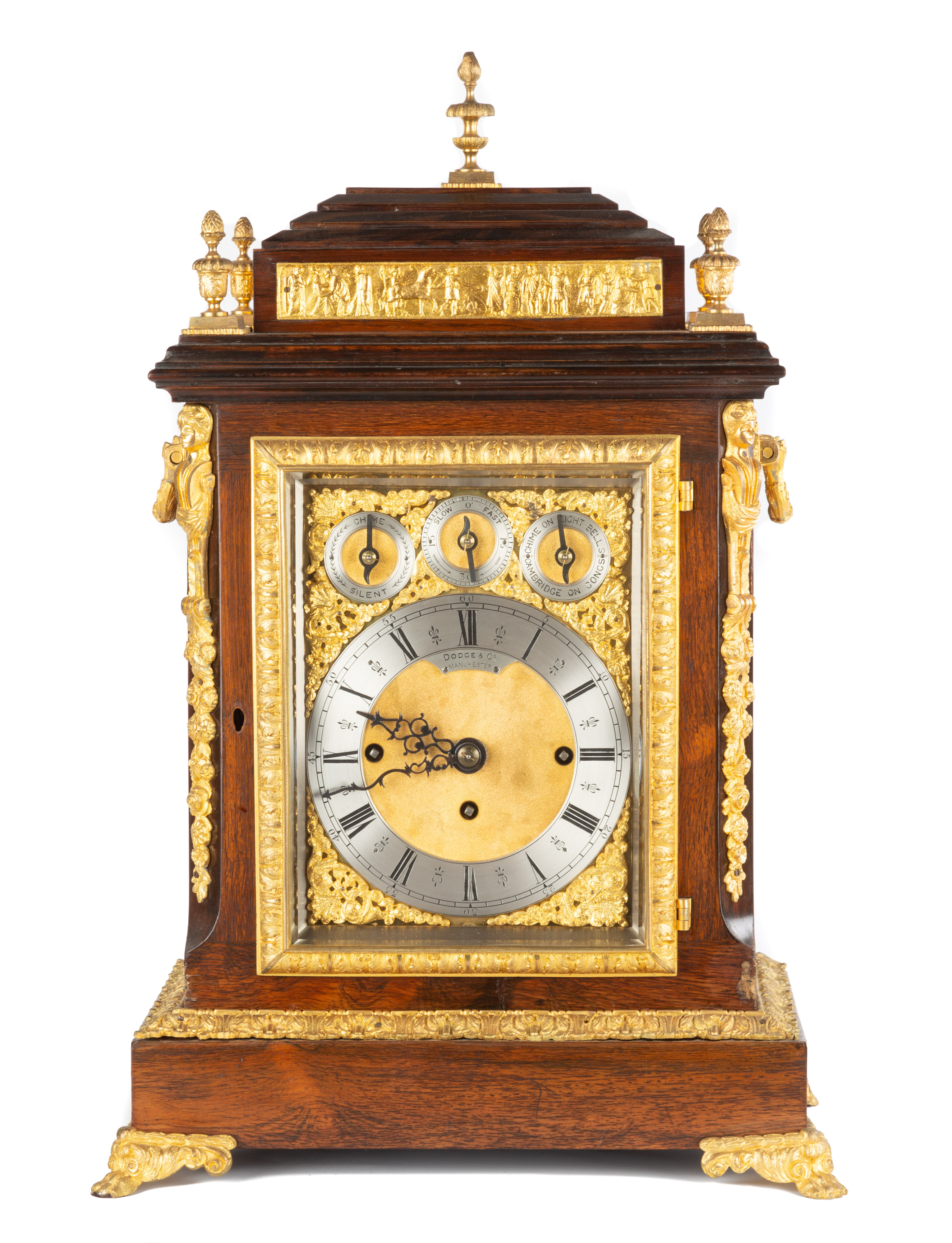 DODGE COMPANY MANCHESTER BRACKET CLOCK 19th century rosewood with gilt