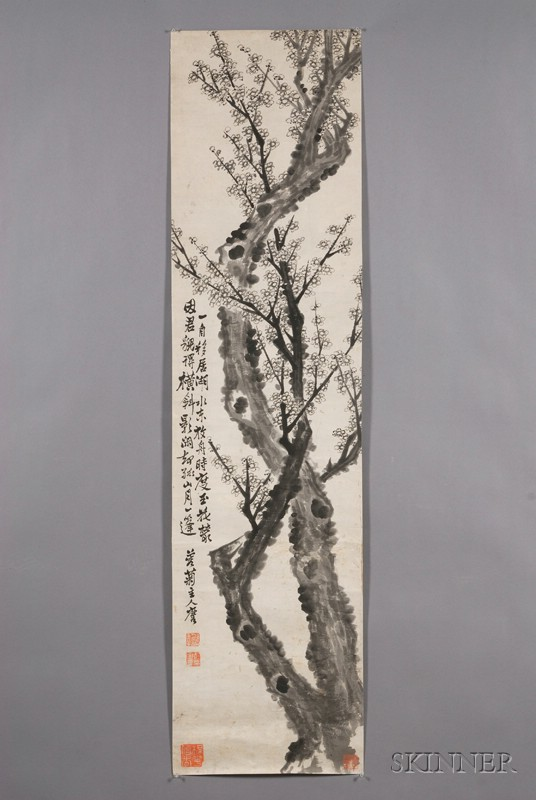 Hanging Scroll China 19th early 20th century plum blossoms and