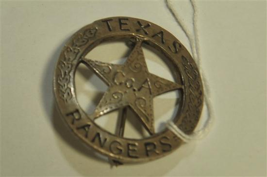 TEXAS RANGERS Co A BADGE American late 19th early 20th