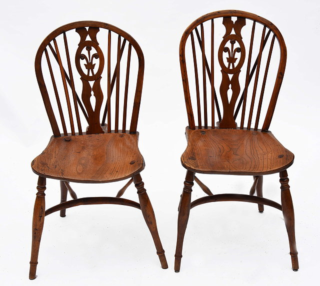 A PAIR OF ANTIQUE ASH ELM AND YEW WOOD WINDSOR