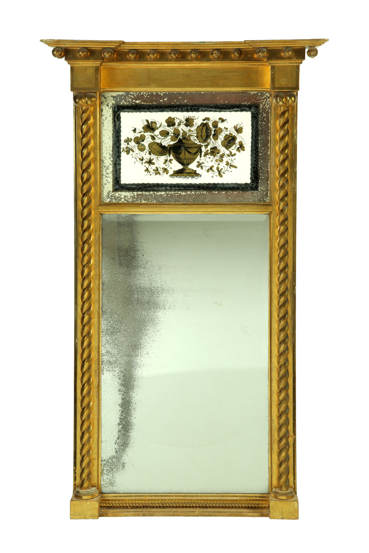 FEDERAL MIRROR American early 19th century pine and glass Old