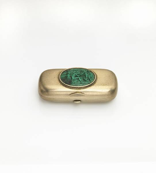 Malachite and Silver Gilt Lady s Cigarette Case Russia The