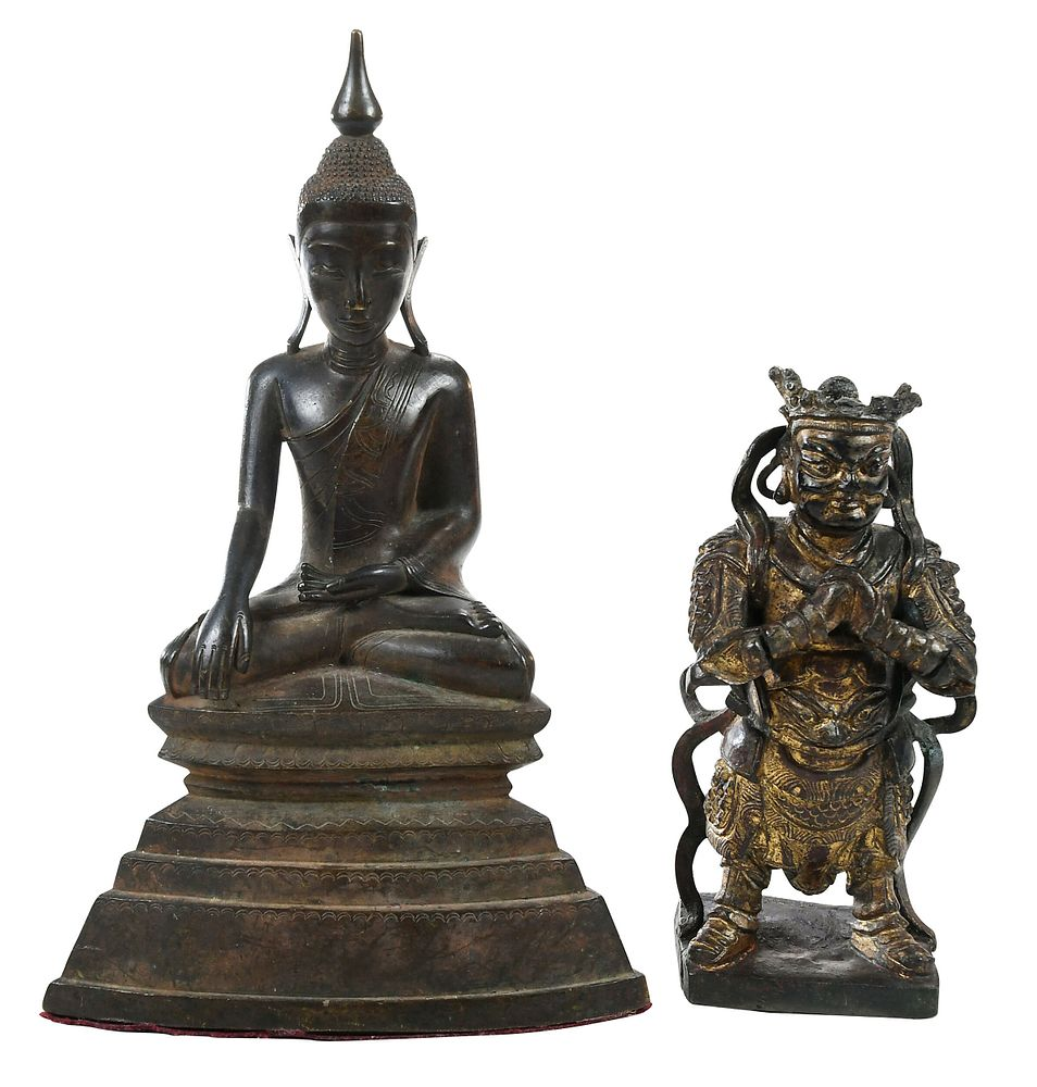 Two Asian Bronze Figures Indian Southeast Asian possibly 18th 19th