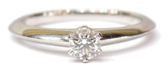 Ladies Tiffany Company platinum and diamond solitaire ring having 1