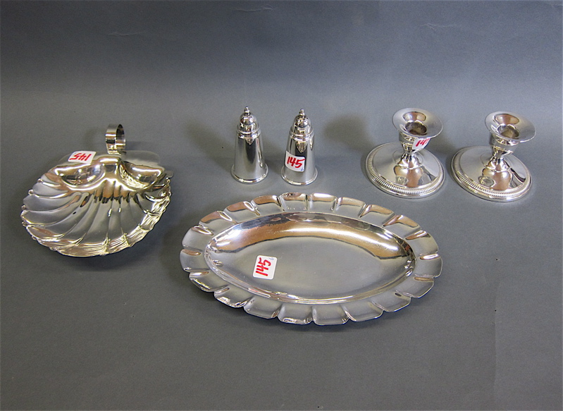 STERLING SILVER HOLLOWWARE GROUP six items including hand made oval