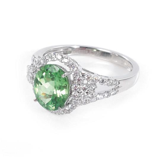 Tsavorite and diamond ring 1 99ct oval natural green tsavorite