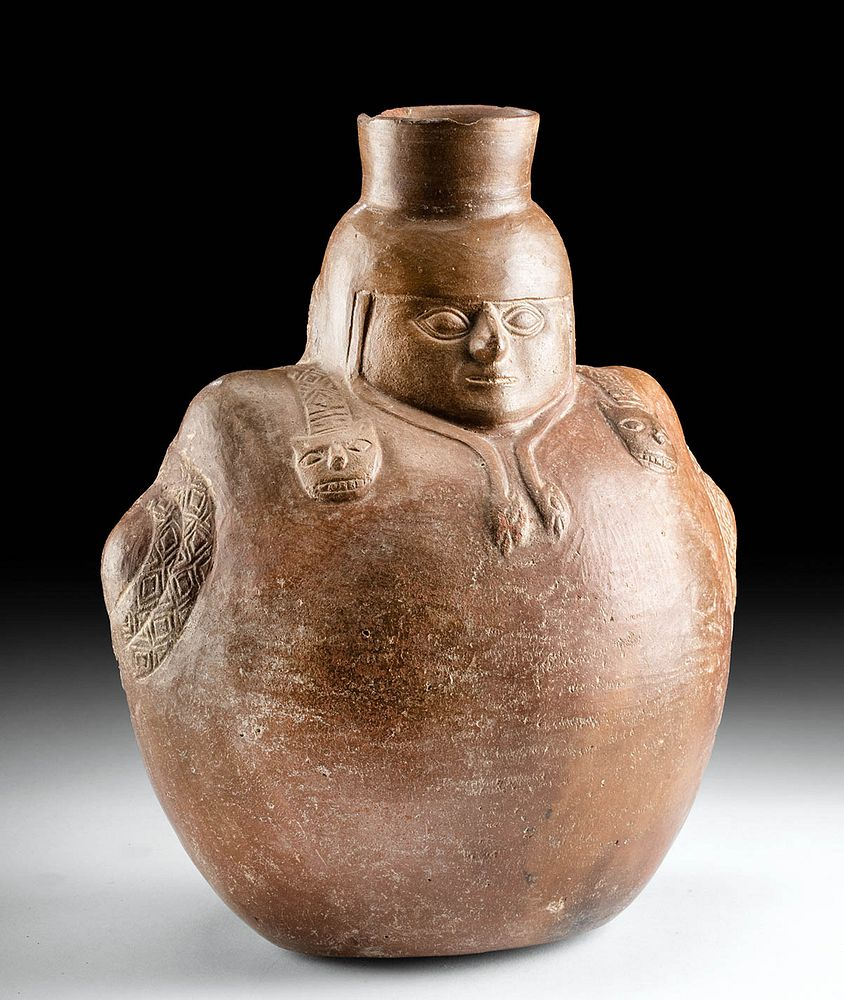 Moche Pottery Figural Vessel w Jaguars Pre Columbian North Coast