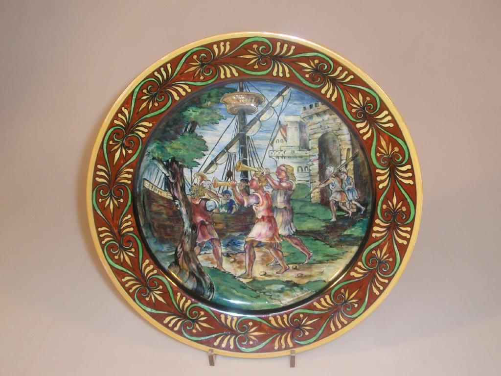 A John Maddock Sons vitreous china plaque hand painted by