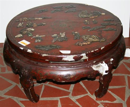 Chinese lacquered and mother of pearl inlaid tea table