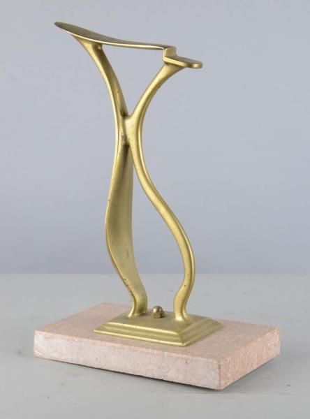 Cobbler s Shoe Stand Metal shoe form on granite base