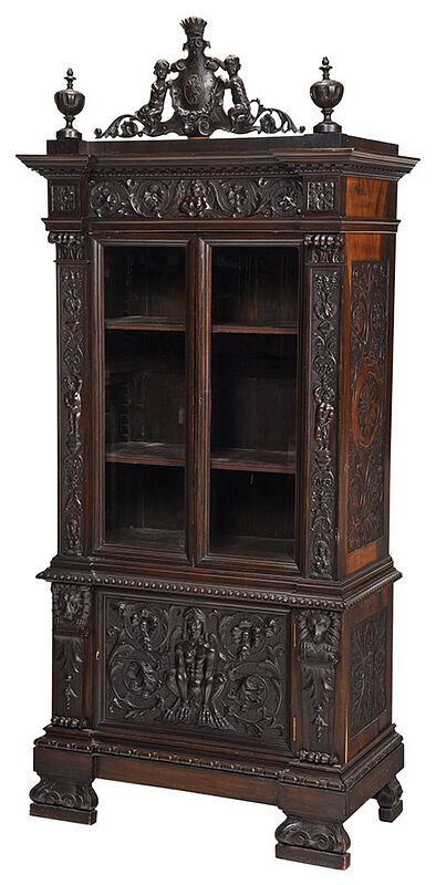 Italian Renaissance Style Bookcase Cabinet back stamped G Pizzati Vincenza