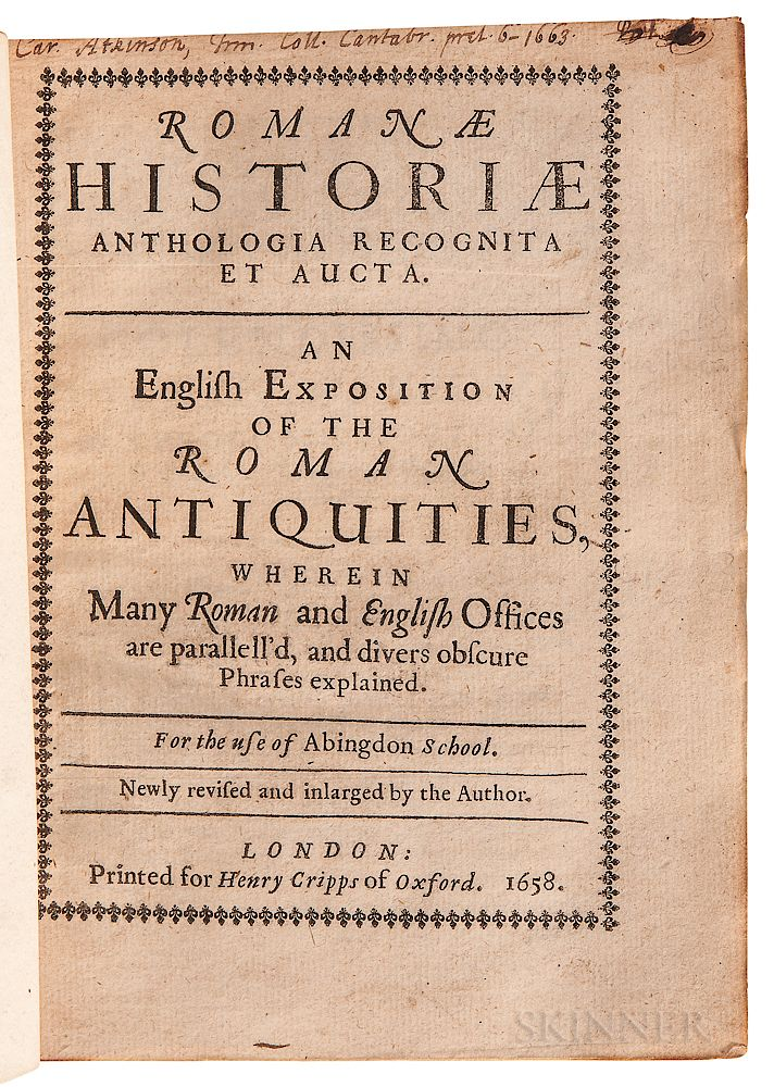 Godwin Thomas 1587 1642 Romanae Historiae Anthologia Recognita et Aucta