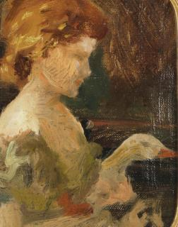 Goose Girl 20th Century American School oil on artist s