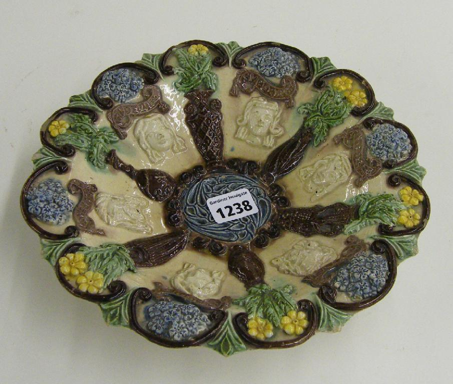 Castle Hedingham circular relief decorated wall plaque signed Edward W